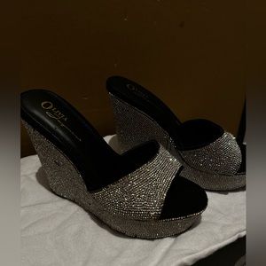 Diamond rhinestone sparkle sandal wedges y2k